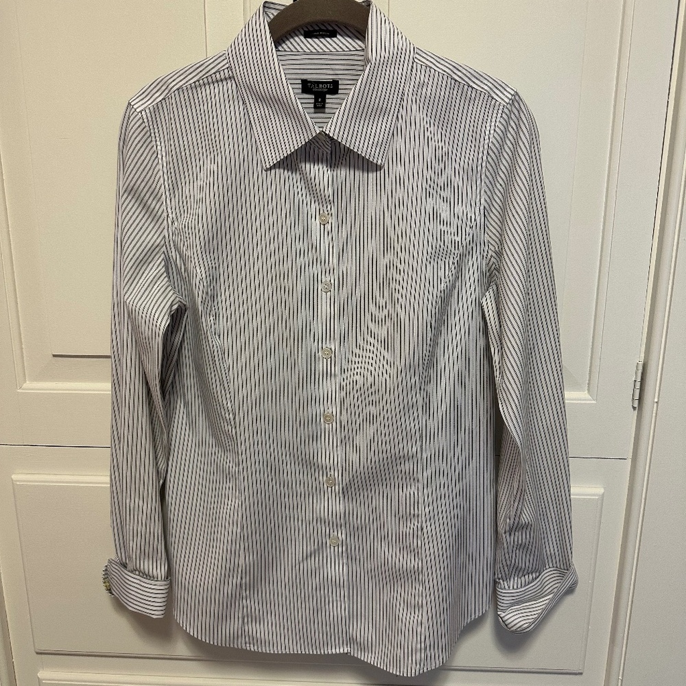 Talbot's Fitted Button-Down Stripe Blouse